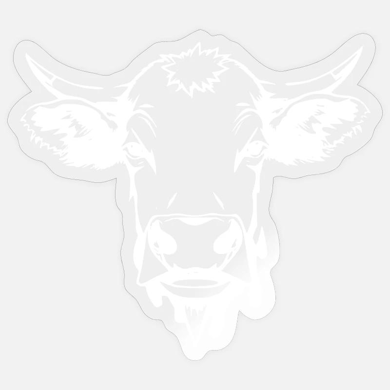 Vache Vache Blanche Blanche Cadeau Fermier - Sticker taille S (10 x 10 cm) - brillant transparent