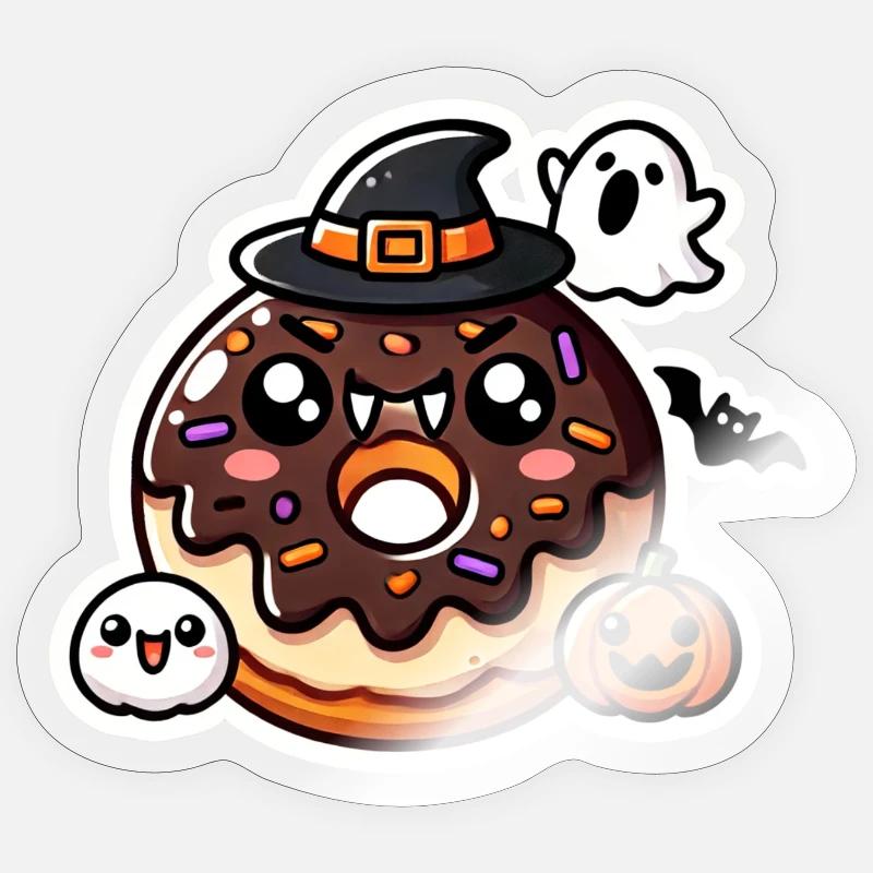 Beignet d’Halloween - Sticker taille S (10 x 10 cm) - brillant transparent