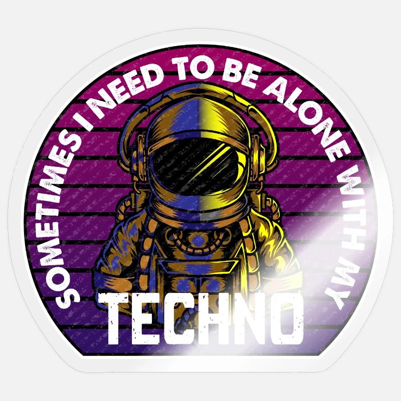Techno Astronaut Circle Abzeichen - Sticker Größe S (10 x 10 cm) - Transparent glänzend