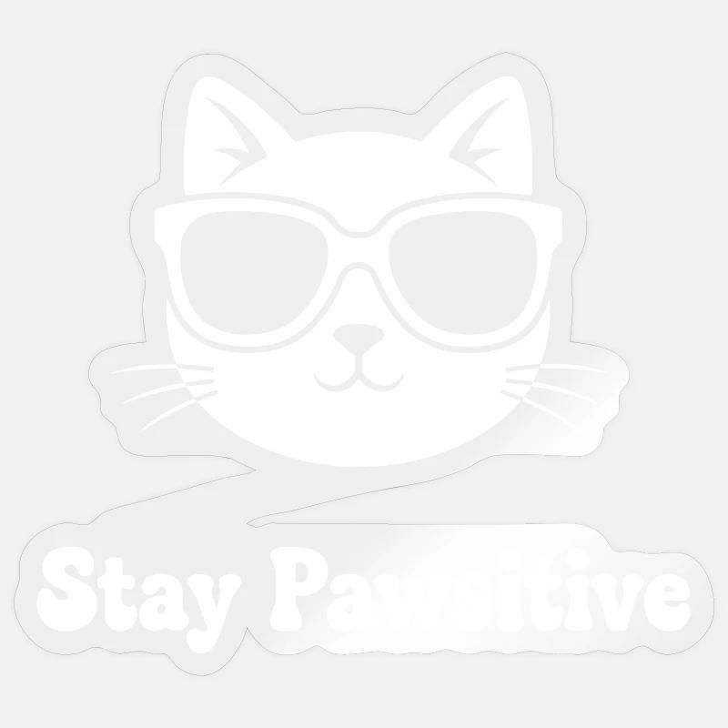 Stay Pawsitive Katzensonnenbrille - Sticker Größe S (10 x 10 cm) - Transparent glänzend