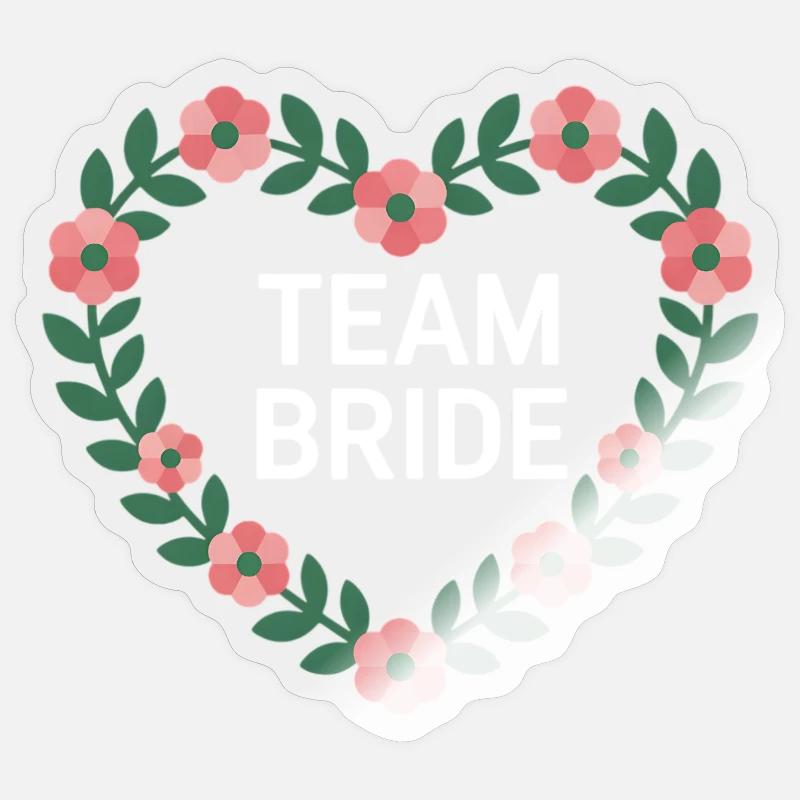 Équipe Mariée Coeur Fleurs - Sticker taille S (10 x 10 cm) - brillant transparent