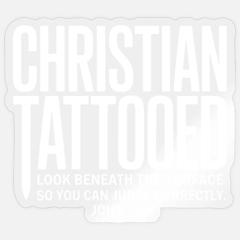 Christian tattoo look under surface - Sticker size S (10 x 10 cm) - transparent glossy