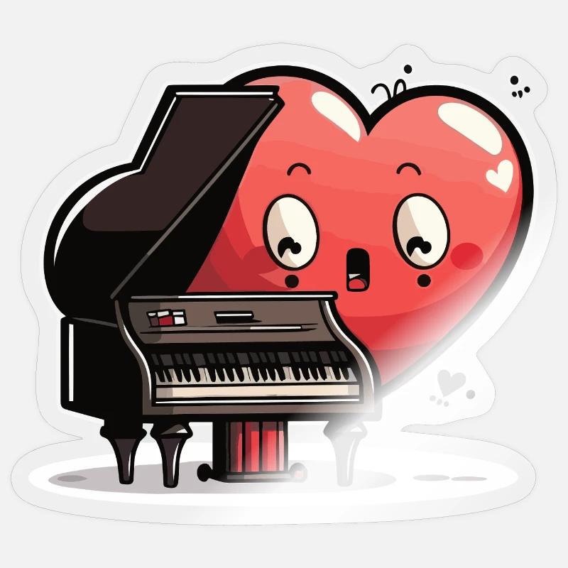 Herzklang am Pianoforte - Sticker Größe S (10 x 10 cm) - Transparent glänzend