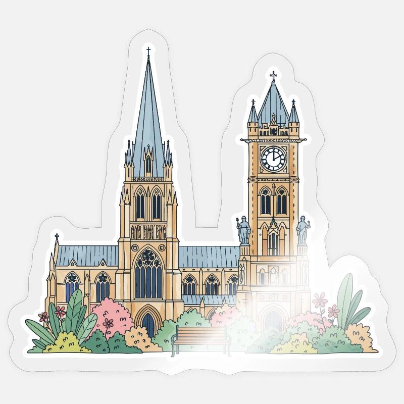 Leicester Skyline Clock Tower Cathedral Sticker Sticker size S (10 x 10 cm)