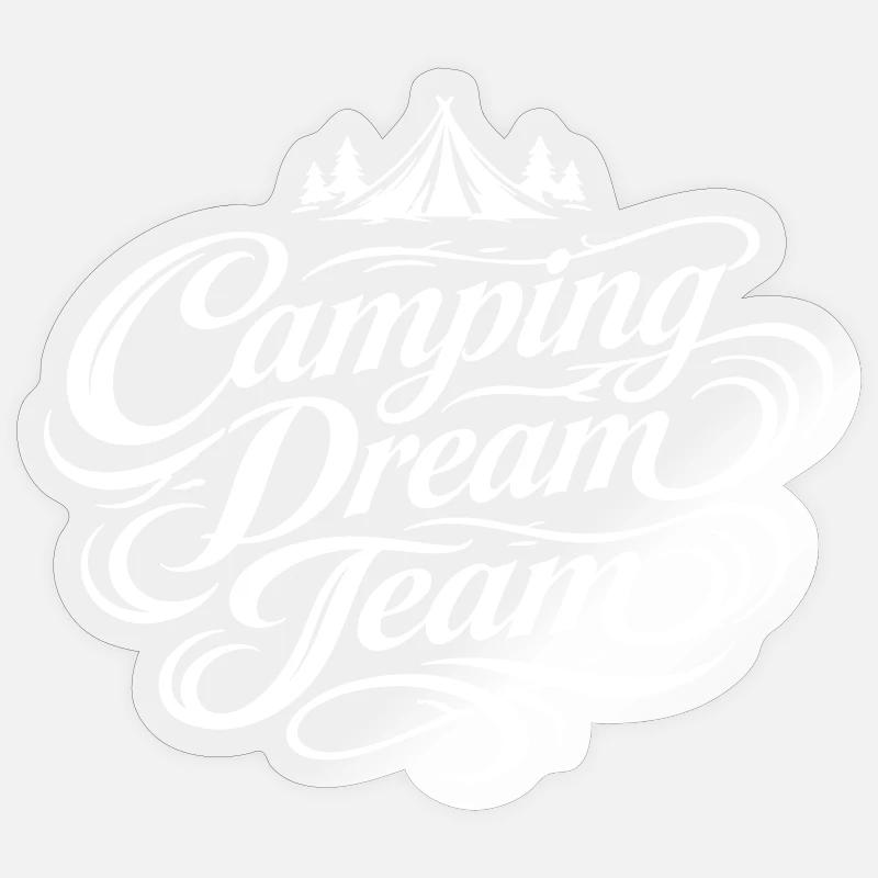 Équipe de rêve du camping - Sticker taille S (10 x 10 cm) - brillant transparent