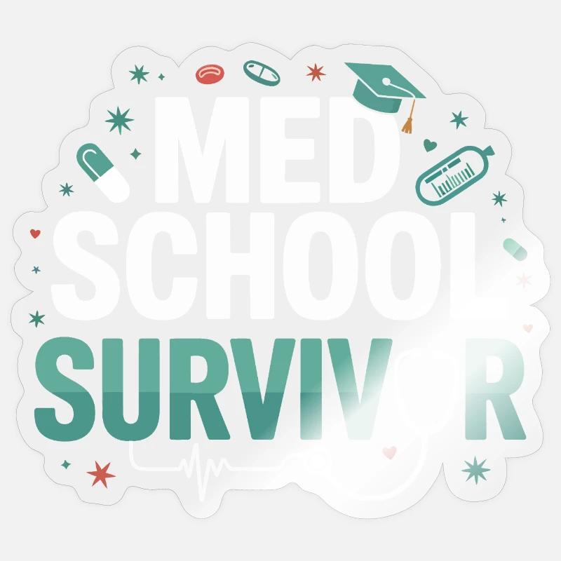 Med School Survivor - Sticker Größe S (10 x 10 cm) - Transparent glänzend