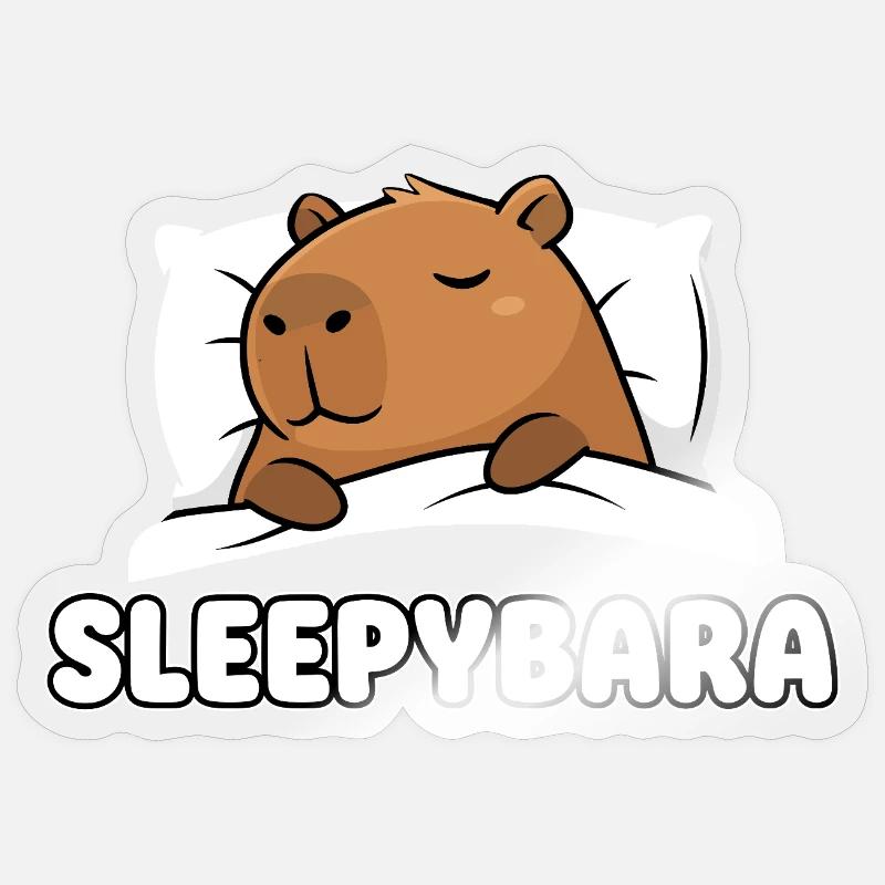 Sleepybara - Cute Sleeping Capybara - Sticker size S (10 x 10 cm) - transparent glossy