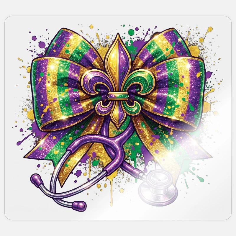 Mardi Gras Krankenschwester Doktorin Fleur De Lys Sticker Größe S (10 x 10 cm)