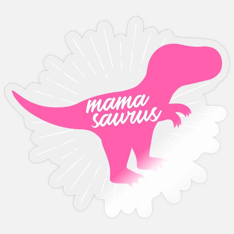 Mamasaurus T-Rex Dinosaur Pink Silhouette Gift - Sticker size S (10 x 10 cm) - transparent glossy