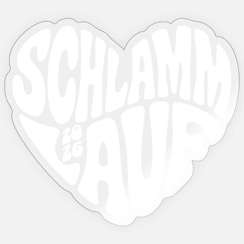 Course de boue 2026 - Forme de cœur - Course de boue 2026 Sticker taille S (10 x 10 cm)