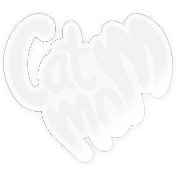Lettrage en forme de cœur de maman chat - Sticker taille S (10 x 10 cm) - brillant transparent - Devant