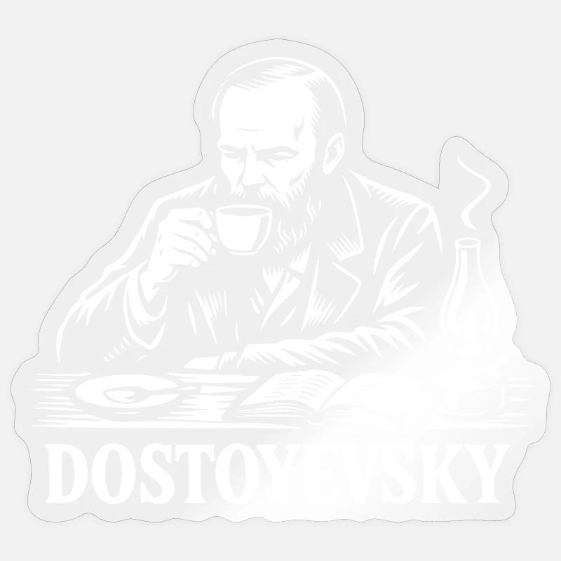 Dostoyevsky drinking Coffee Portrait Sticker size S (10 x 10 cm)