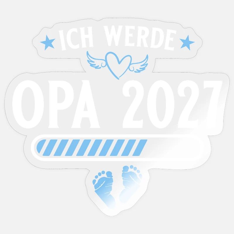 Ich werde Opa 2027 – Schwangerschaft Verkündung - Sticker Größe S (10 x 10 cm) - Transparent glänzend