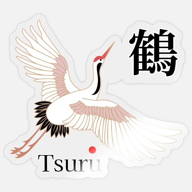 Tsuru Flugkunst Kanji - Sticker Größe S (10 x 10 cm) - Transparent glänzend