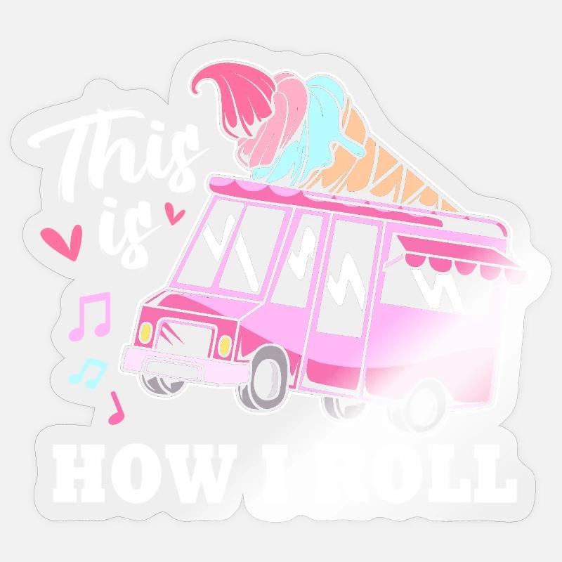 Eisdiele Eiswagen Eis Eiscreme - Sticker taille S (10 x 10 cm) - brillant transparent
