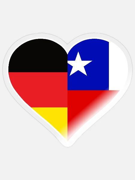 Deutsch-Chilenisches Flaggenherz - Sticker Größe S (10 x 10 cm) - Transparent glänzend