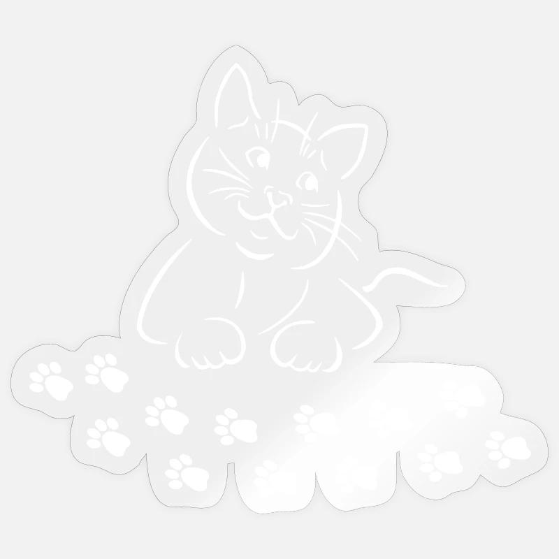 chat chat chat chat chat pattes regard - Sticker taille S (10 x 10 cm) - brillant transparent