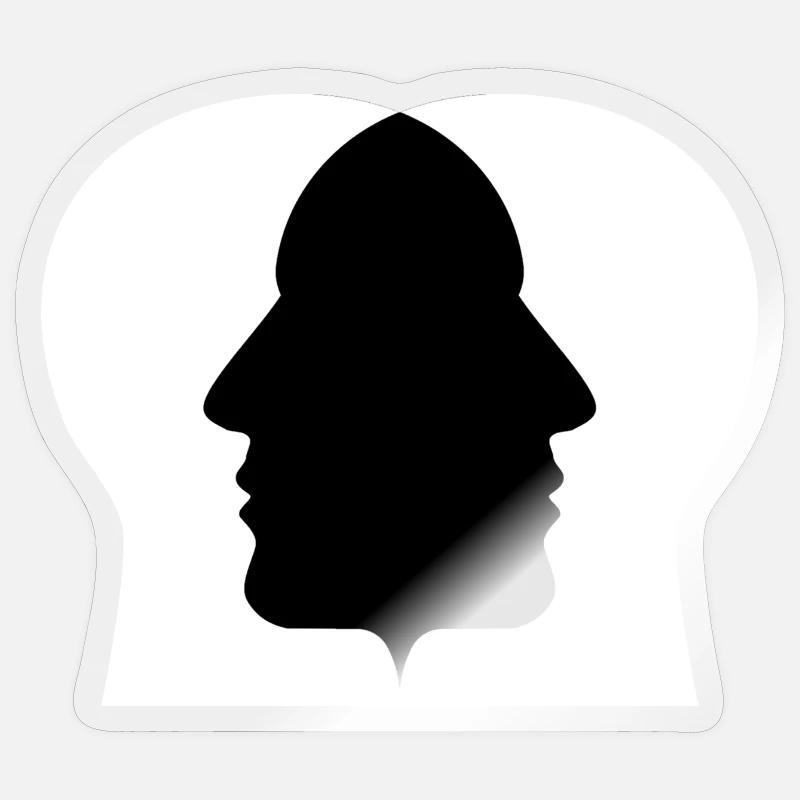 Silhouette double profil - Sticker taille S (10 x 10 cm) - brillant transparent