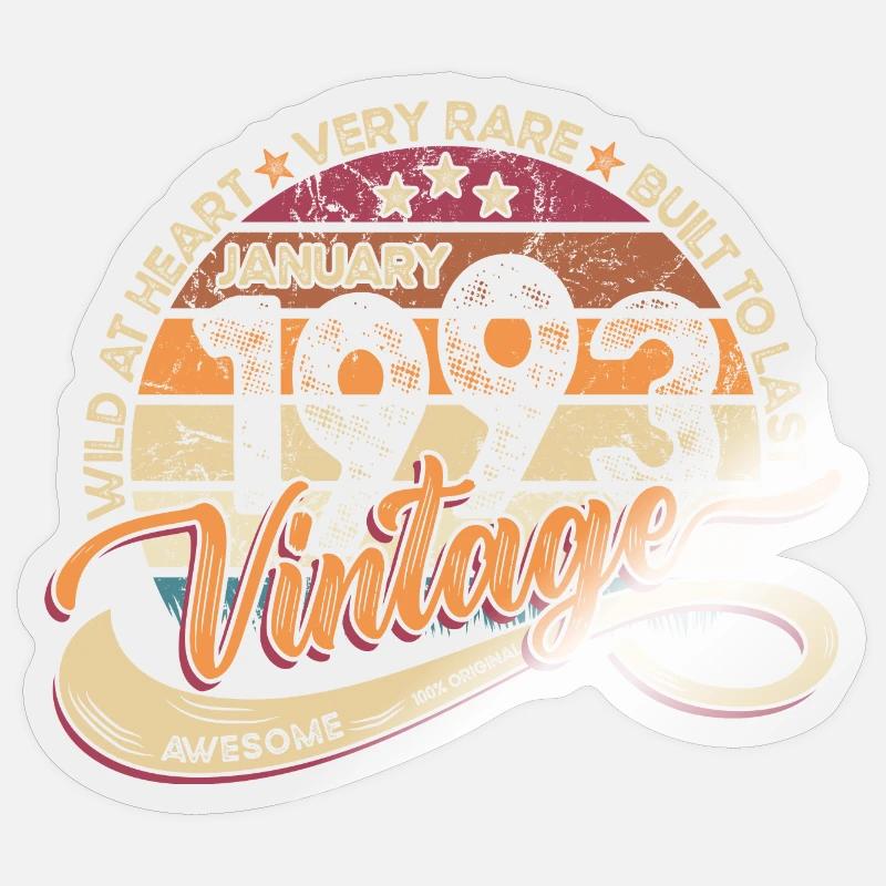 Vintage Retro Anniversaire Janvier 1993 - Sticker taille S (10 x 10 cm) - brillant transparent