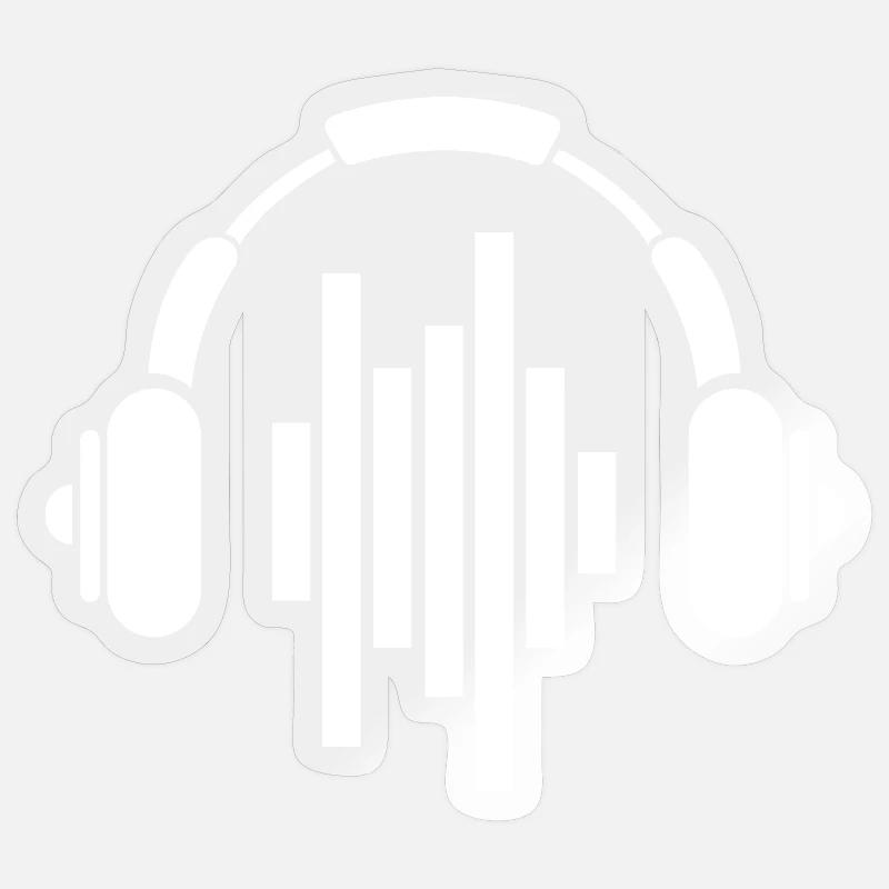 Kopfhörer Symbol Musik Töne beats Dj techno dnb - Sticker Größe S (10 x 10 cm) - Transparent glänzend