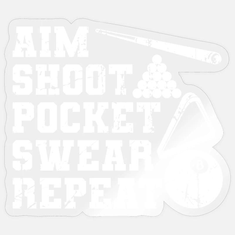 Witziger Billard Spruch - Sticker Größe S (10 x 10 cm) - Transparent glänzend