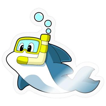 Delfin Taucher Schnorchel Tauchen - Sticker Größe S (10 x 10 cm) - Transparent glänzend - Vorne