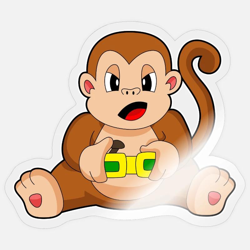 Monkey Gamer Controller - Sticker size S (10 x 10 cm) - transparent glossy