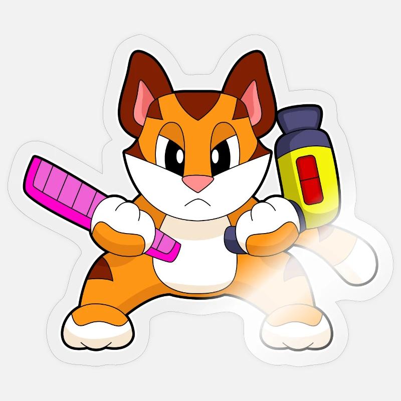 Tiger Coiffeur Peigne Sèche-cheveux - Sticker taille S (10 x 10 cm) - brillant transparent