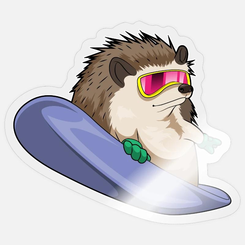 Igel Snowboard Wintersport - Sticker Größe S (10 x 10 cm) - Transparent glänzend