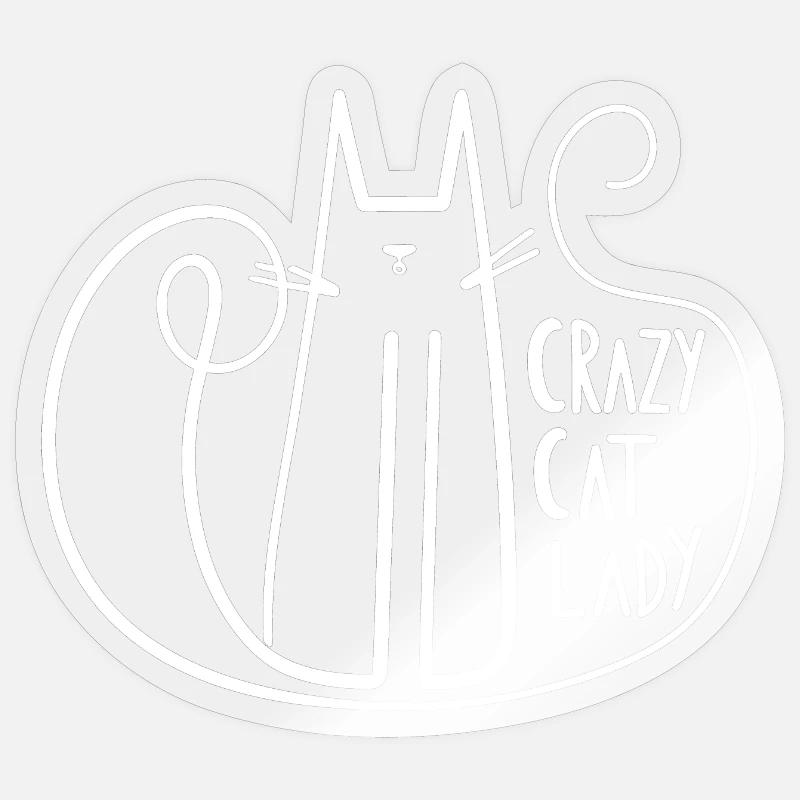 Silhouette de dame chat folle - Sticker taille S (10 x 10 cm) - brillant transparent