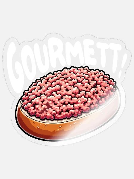 Gourmett - Lustiges Design mit Mett-Brötchen - Sticker Größe S (10 x 10 cm) - Transparent glänzend