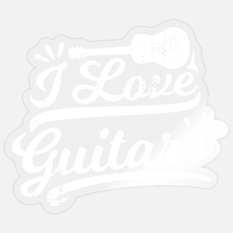 I Love Guitars - Sticker size S (10 x 10 cm) - transparent glossy