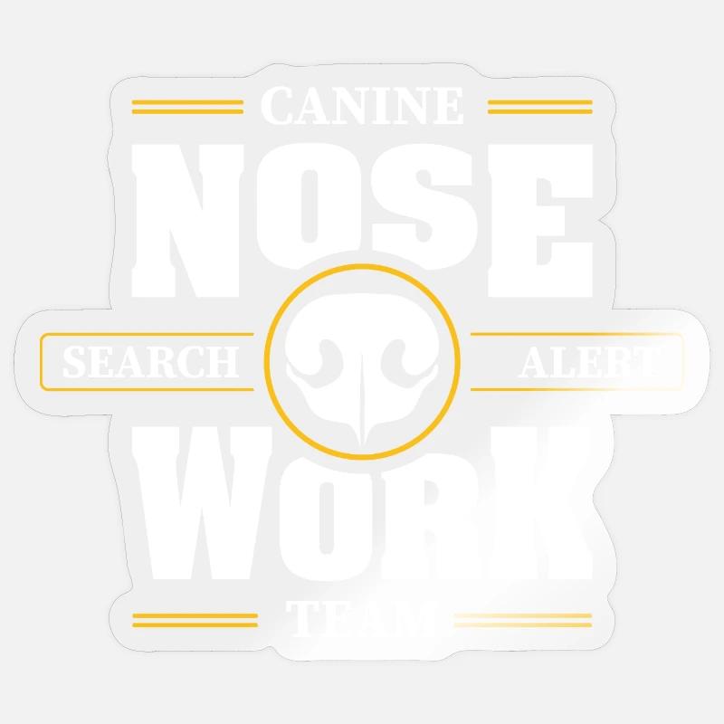 NOSE WORK Team Suchhund Nasenarbeit Hunde Hund - Sticker Größe S (10 x 10 cm) - Transparent glänzend