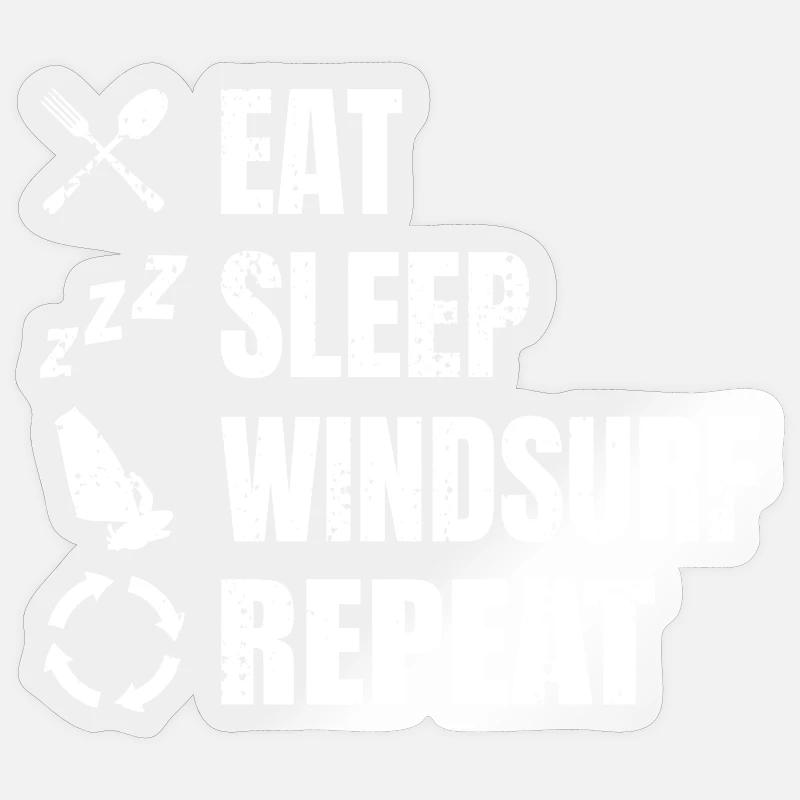 Eat Sleep Windsurf Repeat - Sticker size S (10 x 10 cm) - transparent glossy