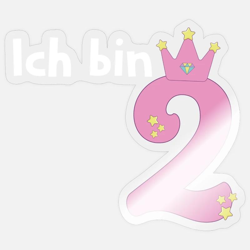 Ich bin schon 2 Mädchen 2 Jahre alt - Sticker Größe S (10 x 10 cm) - Transparent glänzend