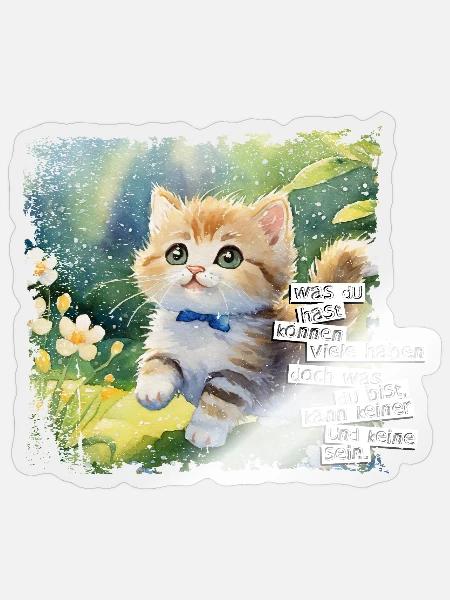 Was Du hast können viele haben - Cat - Sticker Größe S (10 x 10 cm) - Transparent glänzend