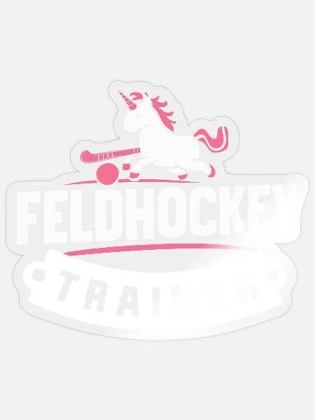 Feldhockey-Einhorn-Trainer Shirt Coach Team - Sticker Größe S (10 x 10 cm) - Transparent glänzend