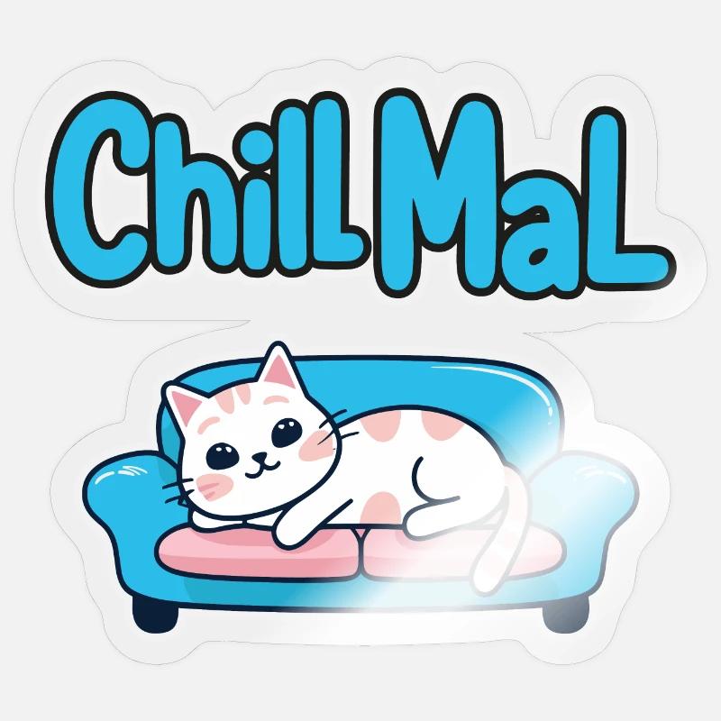 Chat Chill Out Sticker taille S (10 x 10 cm)