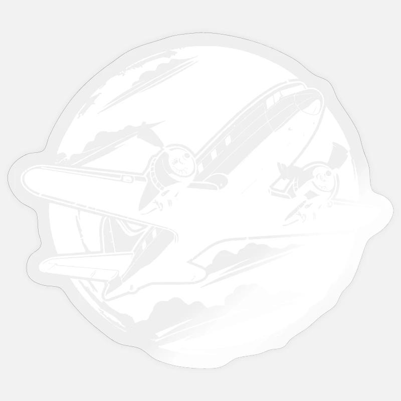 Dessin d’avion - Sticker taille S (10 x 10 cm) - brillant transparent