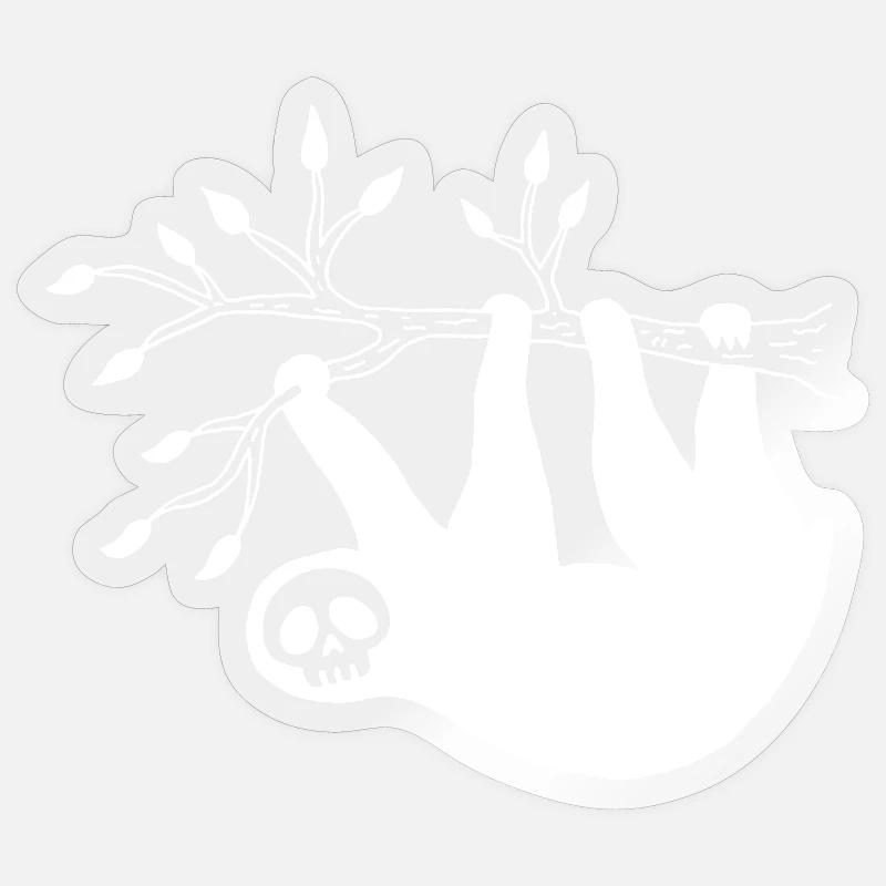 White Sloth Skull - Sticker size S (10 x 10 cm) - transparent glossy