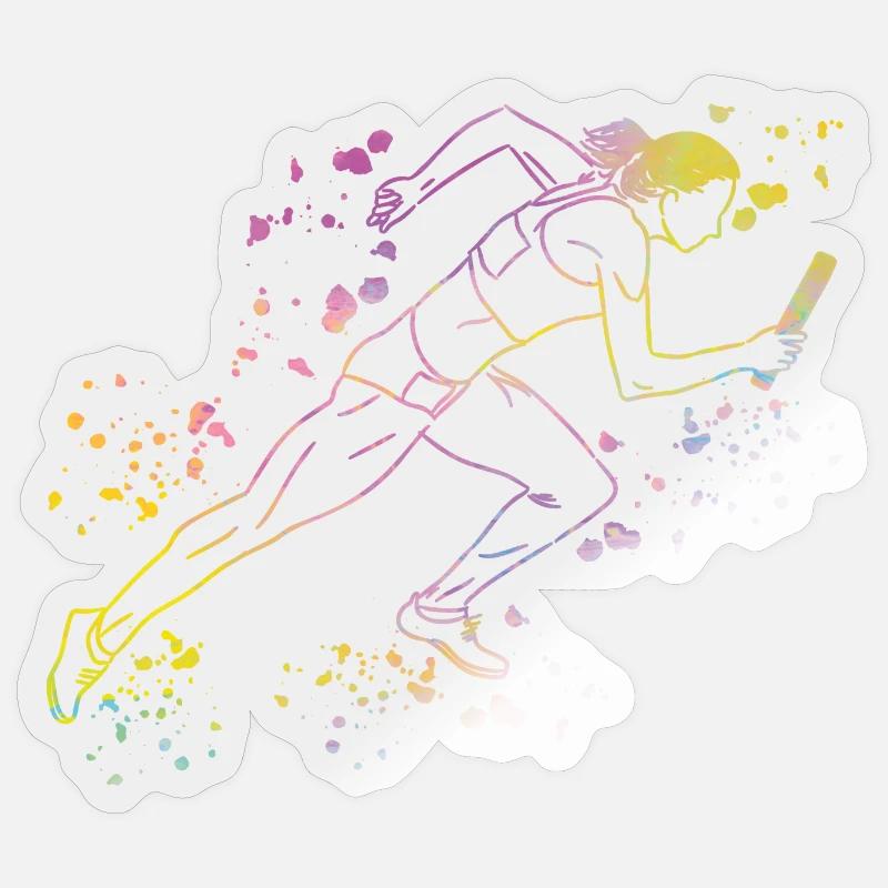 Coureur de relais, Course de relais, Course de relais, Course de relais - Sticker taille S (10 x 10 cm) - brillant transparent