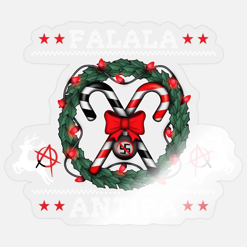 Pull de Noël moche : FALALA ANTIFA ! Sticker taille S (10 x 10 cm)
