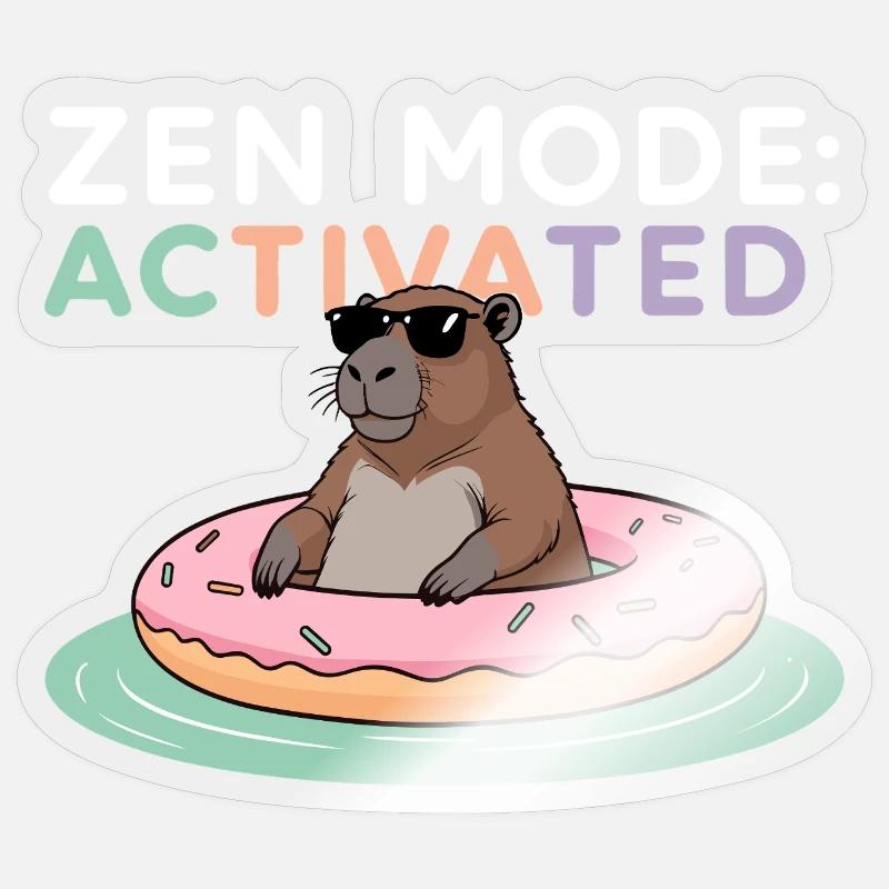 Zen Mode Activated - Relaxed Capybara Sticker size S (10 x 10 cm)