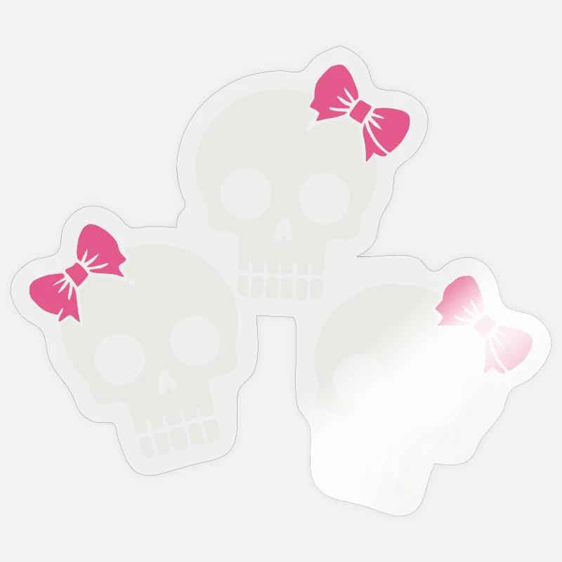 Cute Skull with Bows - Sticker size S (10 x 10 cm) - transparent glossy