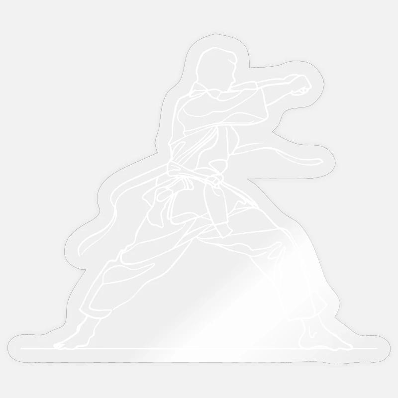 Karate Line Drawing - Sticker size S (10 x 10 cm) - transparent glossy