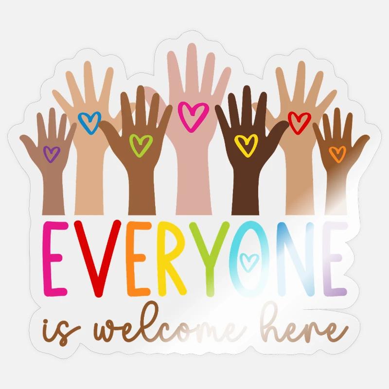 Everyone is welcome here - Sticker Größe S (10 x 10 cm) - Transparent glänzend