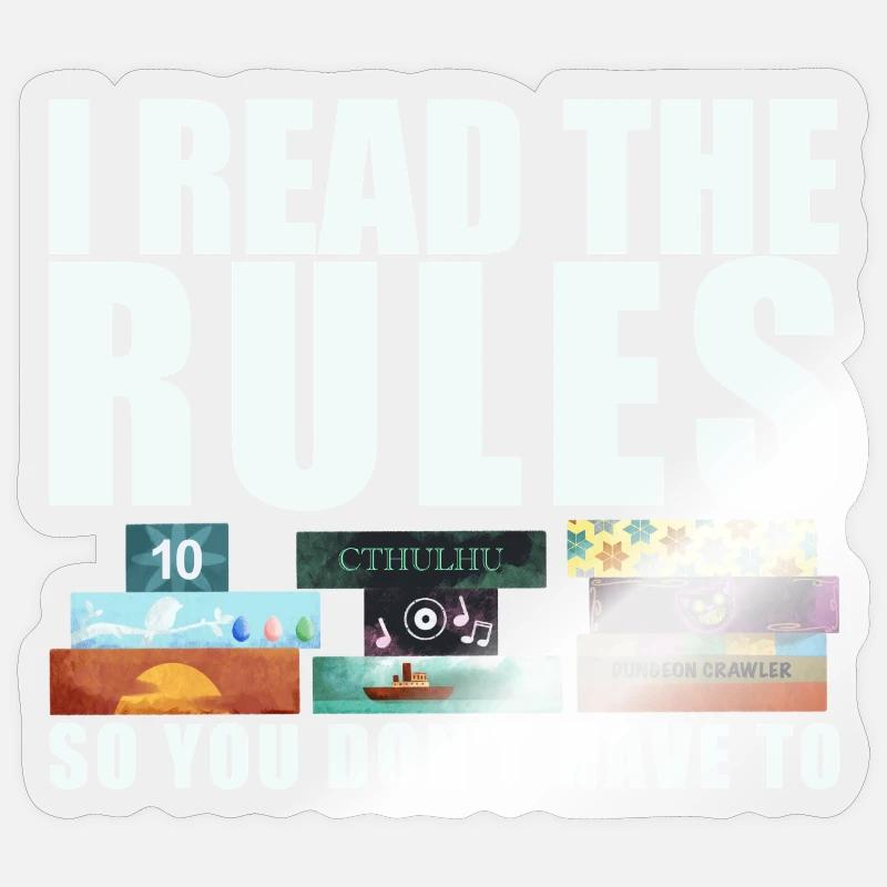 Board Games Funny Saying - Rules Read Sticker size S (10 x 10 cm)