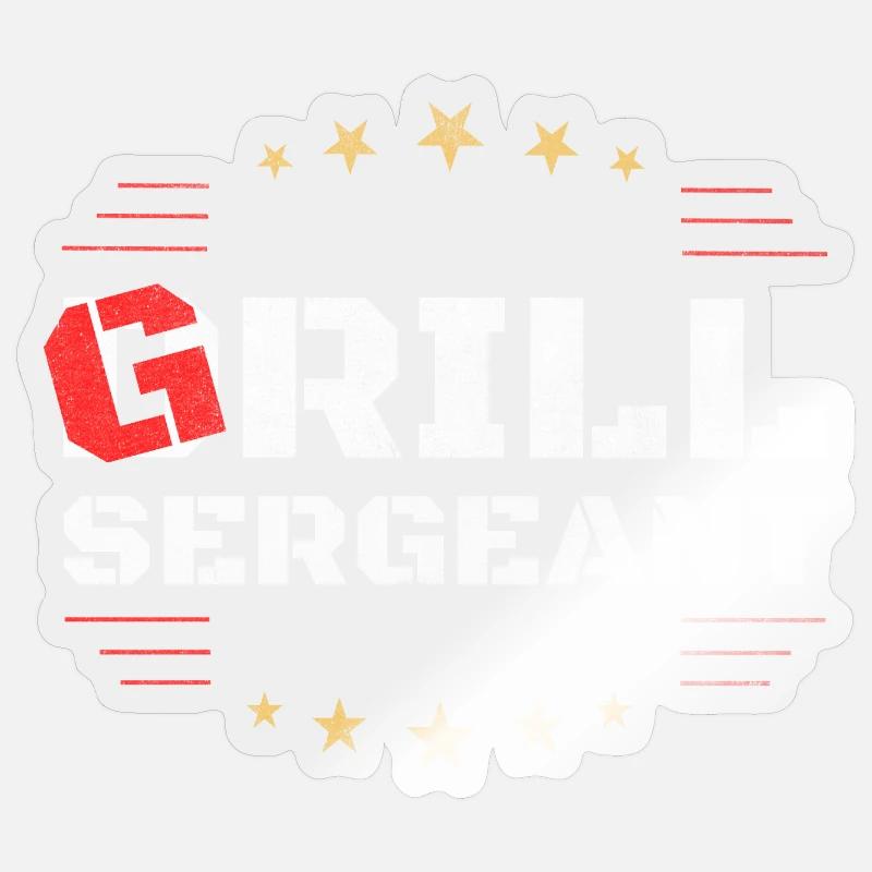 Grill Sergeant – chemise BBQ classique - Sticker taille S (10 x 10 cm) - brillant transparent