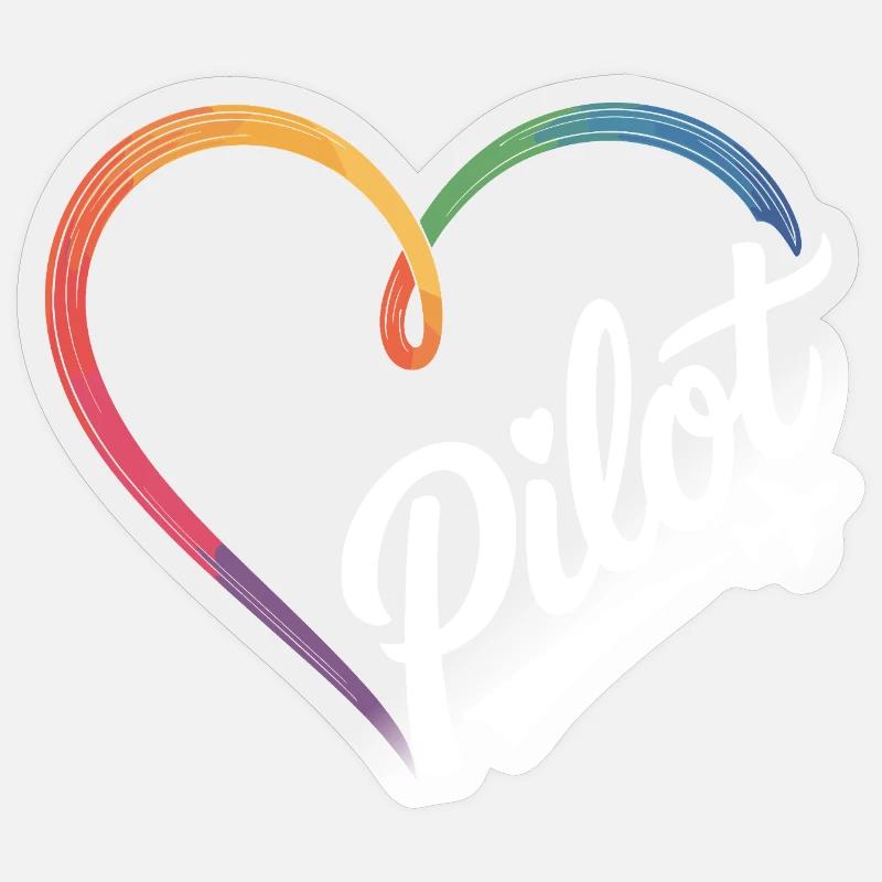 Pilot Herz - Sticker Größe S (10 x 10 cm) - Transparent glänzend