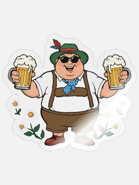 Bayerischer Bierfreund München Krügen Lederhose - Sticker Größe S (10 x 10 cm) - Transparent glänzend